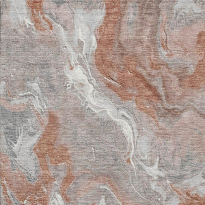 HomeRoots 9' X 12' Salmon Gray & Ivory Abstract Washable Area Rug - Durable, UV-Protected for Busy Homes! 697085