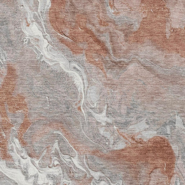HomeRoots 10' Salmon Gray & Ivory Abstract Washable Area Rug - UV Protected, Stain-Resistant, Modern Elegance! 697086