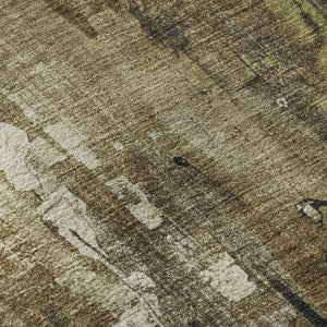 HomeRoots 9' X 12' Washable Beige Charcoal Ivory Abstract Area Rug with UV Protection for High-Traffic Homes 697091