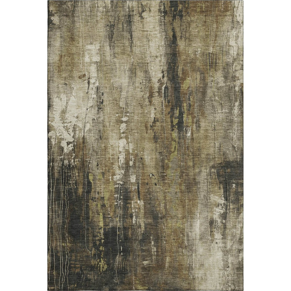 HomeRoots 10' X 14' Washable Abstract Area Rug in Beige, Charcoal & Ivory – Durable, UV-Protected, Stylish Design! 697092