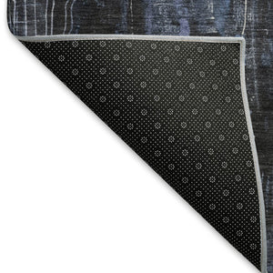 HomeRoots 8' Blue Charcoal and Ivory Abstract Round Rug – Stylish, Durable, Stain-Resistant with UV Protection! 697095