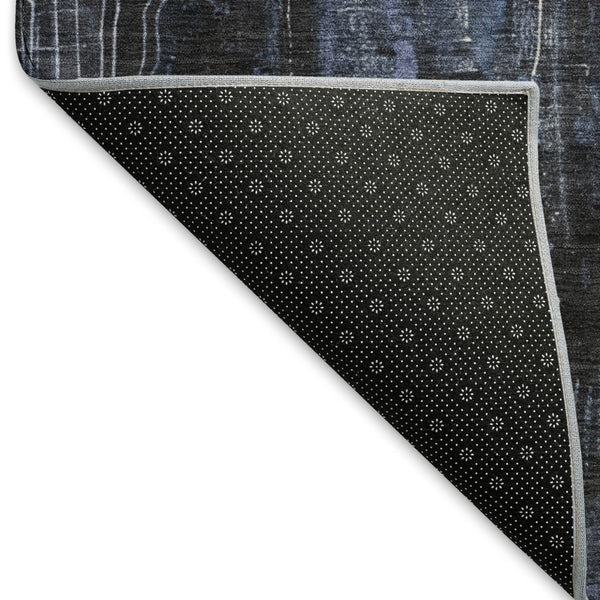 HomeRoots 8' Blue Charcoal and Ivory Abstract Round Rug – Stylish, Durable, Stain-Resistant with UV Protection! 697095
