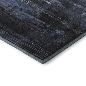 HomeRoots 8' Blue Charcoal and Ivory Abstract Round Rug – Stylish, Durable, Stain-Resistant with UV Protection! 697095