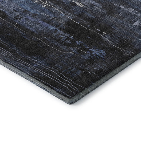 HomeRoots 8' Blue Charcoal and Ivory Abstract Round Rug – Stylish, Durable, Stain-Resistant with UV Protection! 697095