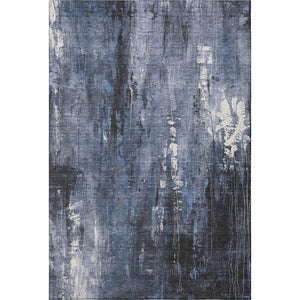 HomeRoots 9' X 12' Stylish Blue Charcoal & Ivory Abstract Area Rug - Washable, UV Protected, Stain Resistant! 697097