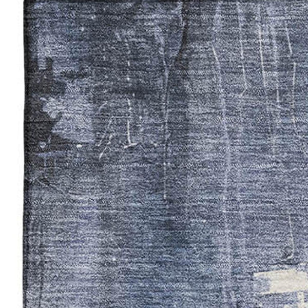 HomeRoots 10' Modern Abstract Area Rug in Blue, Charcoal & Ivory - Washable, UV Protected, Non-Slip Design 697098