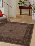 Unique Loom La Jolla Floral Machine Made Floral Rug Brown, Beige/Brown 7' 10" x 7' 10"