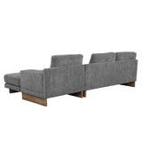 English Elm 114" L-Shaped Sofa Sectional Sofa With Two Usb Ports and Two Power Sockets, A Storage Drawer and A Reversible Chaise Lounge For Living Room, Grey