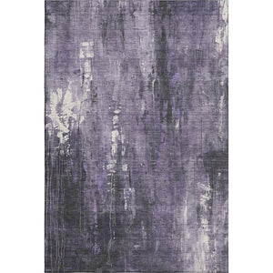 HomeRoots 5' X 8' Modern Abstract Purple, Charcoal & Ivory Washable Area Rug with UV Protection & Non-Slip Backing 697100