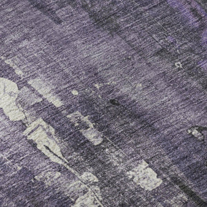 HomeRoots 8' Abstract Purple, Charcoal, and Ivory Round Rug - Washable, UV-Protected, Durable & Stylish Home Accent 697101