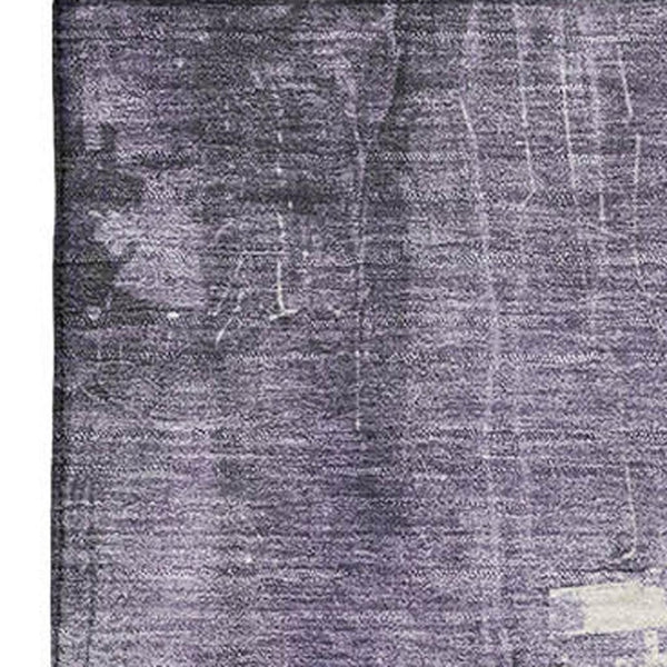 HomeRoots 8' X 10' Purple Charcoal Ivory Abstract Washable Area Rug with UV Protection for High-Traffic Spaces 697102