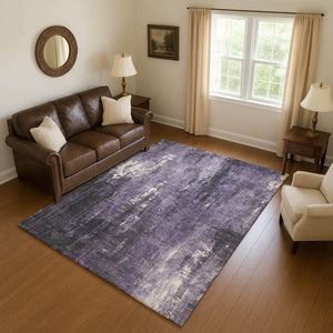 HomeRoots 9' X 12' Abstract Purple Charcoal Ivory Area Rug - Durable, Stain-Resistant, UV Protected Design 697103
