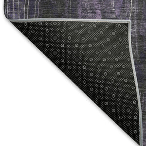 HomeRoots 10' X 14' Abstract Area Rug in Purple, Charcoal & Ivory - Washable, UV-Protected, Pet-Friendly Design 697104