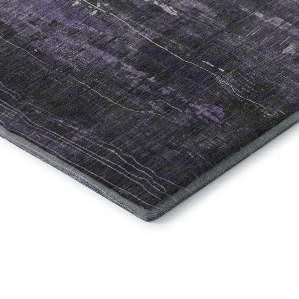 HomeRoots 10' X 14' Abstract Area Rug in Purple, Charcoal & Ivory - Washable, UV-Protected, Pet-Friendly Design 697104