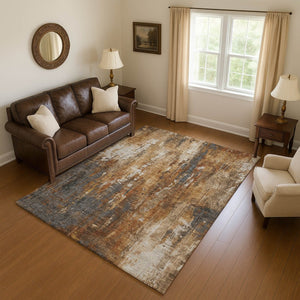 HomeRoots 10' X 14' Stylish Rust Charcoal Ivory Abstract Area Rug - UV Protected, Stain Resistant, Durable! 697110