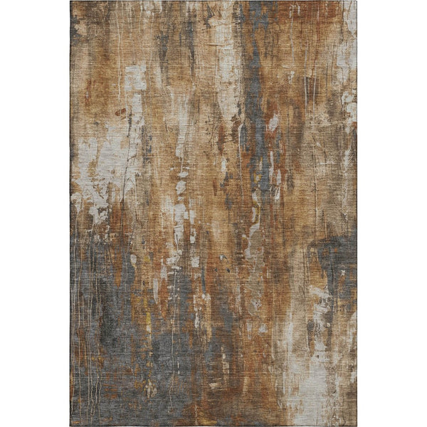 HomeRoots 10' X 14' Stylish Rust Charcoal Ivory Abstract Area Rug - UV Protected, Stain Resistant, Durable! 697110