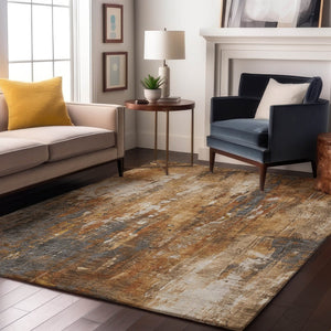 HomeRoots 10' X 14' Stylish Rust Charcoal Ivory Abstract Area Rug - UV Protected, Stain Resistant, Durable! 697110