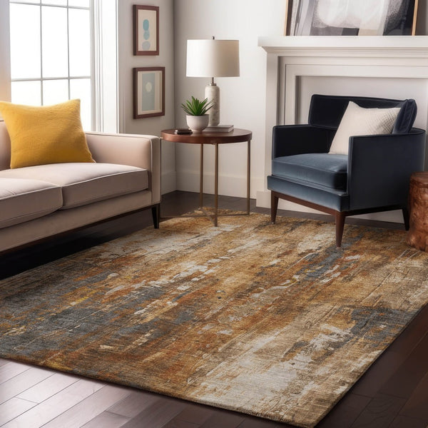 HomeRoots 10' X 14' Stylish Rust Charcoal Ivory Abstract Area Rug - UV Protected, Stain Resistant, Durable! 697110