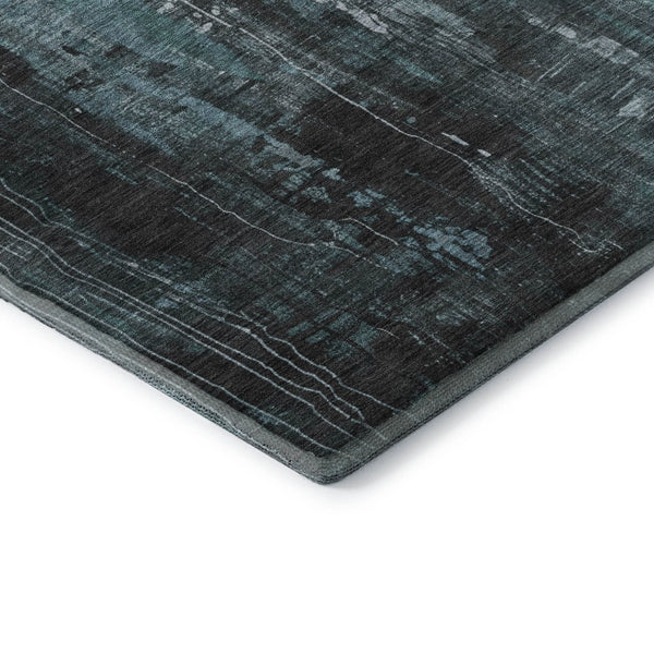 HomeRoots 8' Washable Round Rug in Teal, Charcoal & Ivory – Stylish, Durable, UV-Protected for High Traffic Areas 697113
