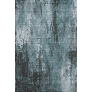 HomeRoots 10' X 14' Teal Charcoal Abstract Washable Area Rug with UV Protection for Living Spaces & Durability 697116