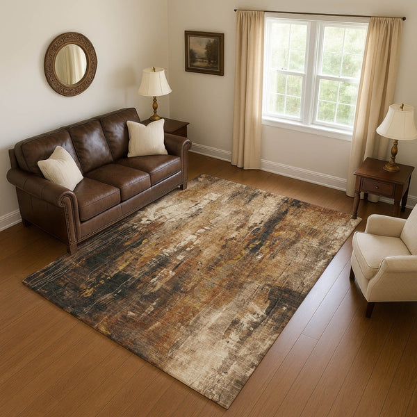 HomeRoots 9' X 12' Modern Abstract Washable Area Rug – Durable, UV-Protected, Easy-Care Design for Any Room 697121