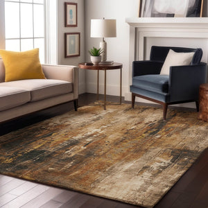 HomeRoots 9' X 12' Modern Abstract Washable Area Rug – Durable, UV-Protected, Easy-Care Design for Any Room 697121