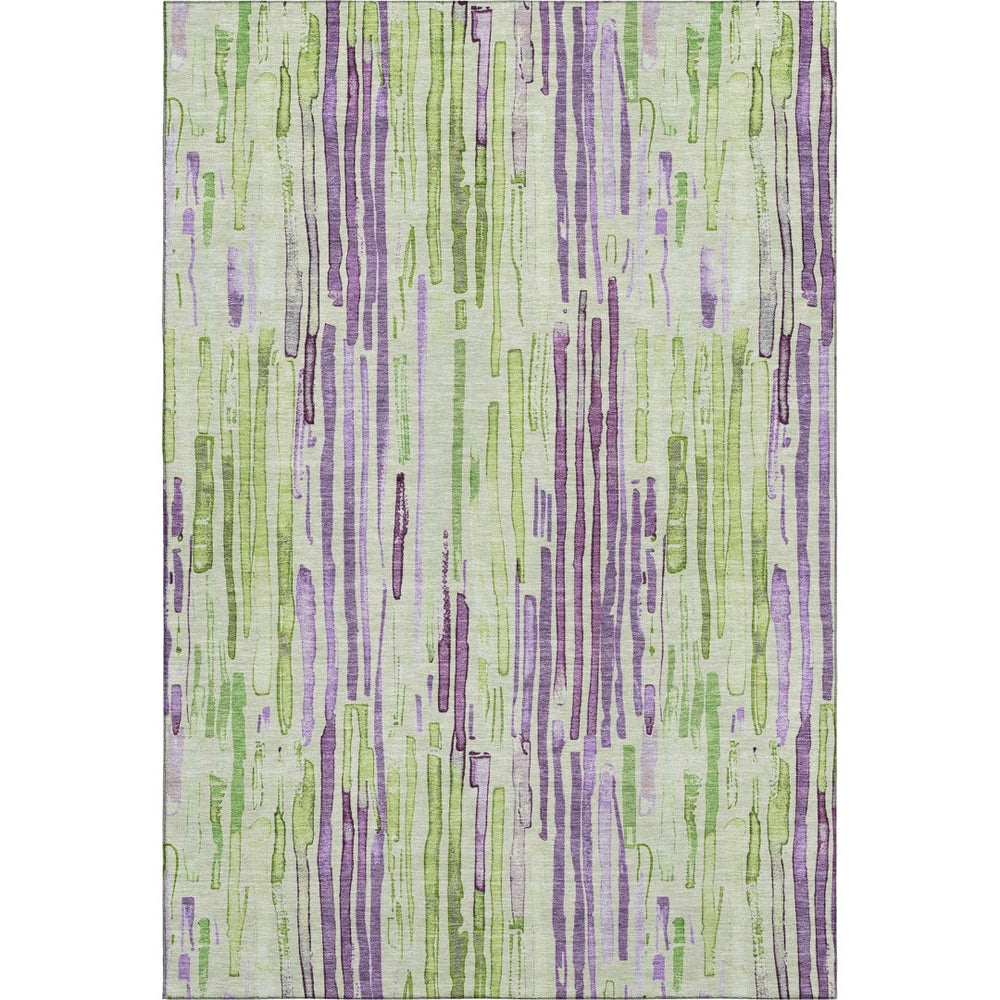 HomeRoots 10' X 14' Artichoke Green Striped Washable Area Rug with UV Protection for Stylish Living Spaces 697128