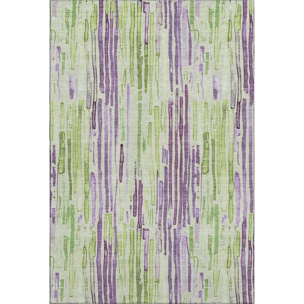 HomeRoots 10' X 14' Artichoke Green Striped Washable Area Rug with UV Protection for Stylish Living Spaces 697128