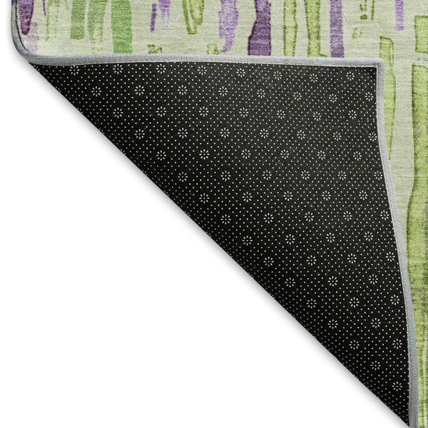 HomeRoots 10' X 14' Artichoke Green Striped Washable Area Rug with UV Protection for Stylish Living Spaces 697128