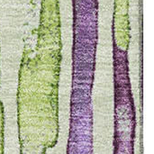HomeRoots 10' X 14' Artichoke Green Striped Washable Area Rug with UV Protection for Stylish Living Spaces 697128