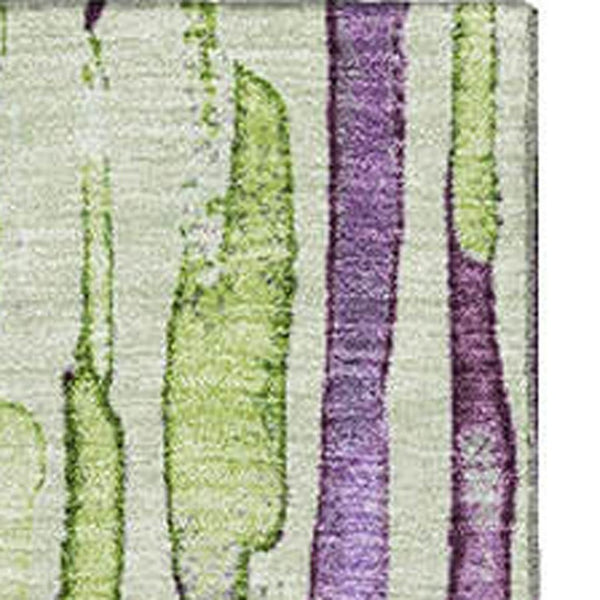 HomeRoots 10' X 14' Artichoke Green Striped Washable Area Rug with UV Protection for Stylish Living Spaces 697128