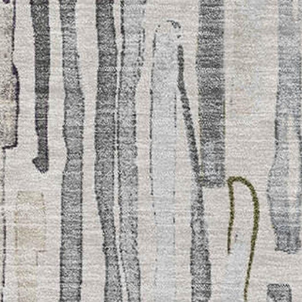 HomeRoots 5' Stylish Beige Tan & Silver Striped Washable Area Rug - UV Protected, Durable for High-Traffic Spaces 697130