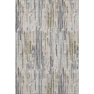 HomeRoots 9' X 12' Beige Tan & Silver Striped Washable Area Rug with UV Protection for Busy Homes & Style 697133