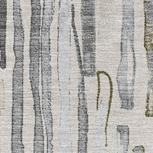HomeRoots 10' Stylish Washable Area Rug in Beige, Tan & Silver Stripes - UV Protected for High-Traffic Areas 697134