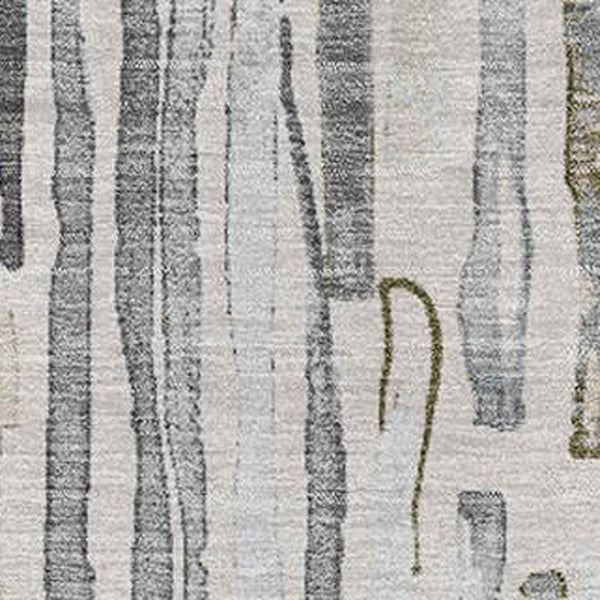 HomeRoots 10' Stylish Washable Area Rug in Beige, Tan & Silver Stripes - UV Protected for High-Traffic Areas 697134