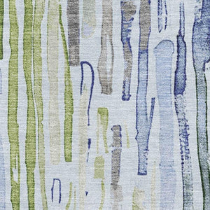 HomeRoots 8' X 10' Striped Washable Area Rug in Sky Blue, Green & Ivory - UV Protected, Durable & Stylish 697138