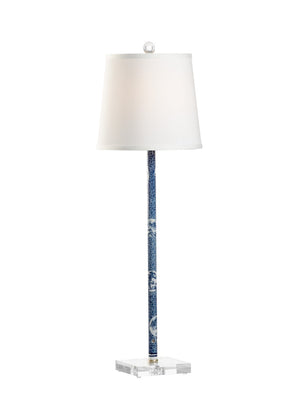 Hong Kong Flute Lamp Blue, White/Cream 69713 Chelsea House