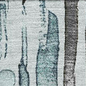 HomeRoots 8' X 10' Stylish Teal Gray Silver Striped Area Rug - Washable, UV Protected, Non-Slip Backing 697144