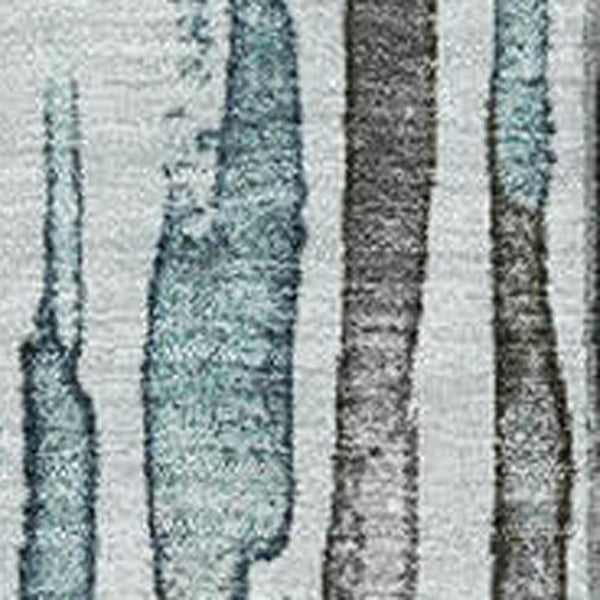 HomeRoots 9' X 12' Teal Gray Silver Striped Area Rug - Washable, UV Protected, Stylish & Durable for Every Home 697145