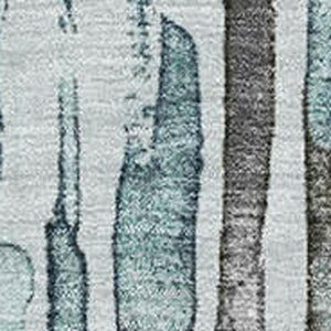 HomeRoots 10' X 14' Teal Gray Silver Striped Washable Area Rug with UV Protection for Modern Living Spaces 697146