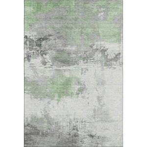 HomeRoots 5' X 8' Artichoke Green Abstract Area Rug - Washable, UV Protected, Non-Slip for Modern Living Spaces 697154