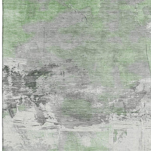 HomeRoots 5' X 8' Artichoke Green Abstract Area Rug - Washable, UV Protected, Non-Slip for Modern Living Spaces 697154