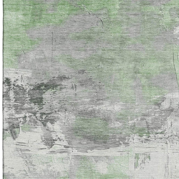 HomeRoots 5' X 8' Artichoke Green Abstract Area Rug - Washable, UV Protected, Non-Slip for Modern Living Spaces 697154