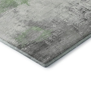 HomeRoots 8' Artichoke Green Gray Ivory Abstract Round Washable Rug - Durable, UV Protected & Stylish Design 697155