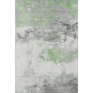HomeRoots 10' X 14' Artichoke Green Gray Ivory Abstract Washable Area Rug - UV Protected, Durable & Stylish 697158
