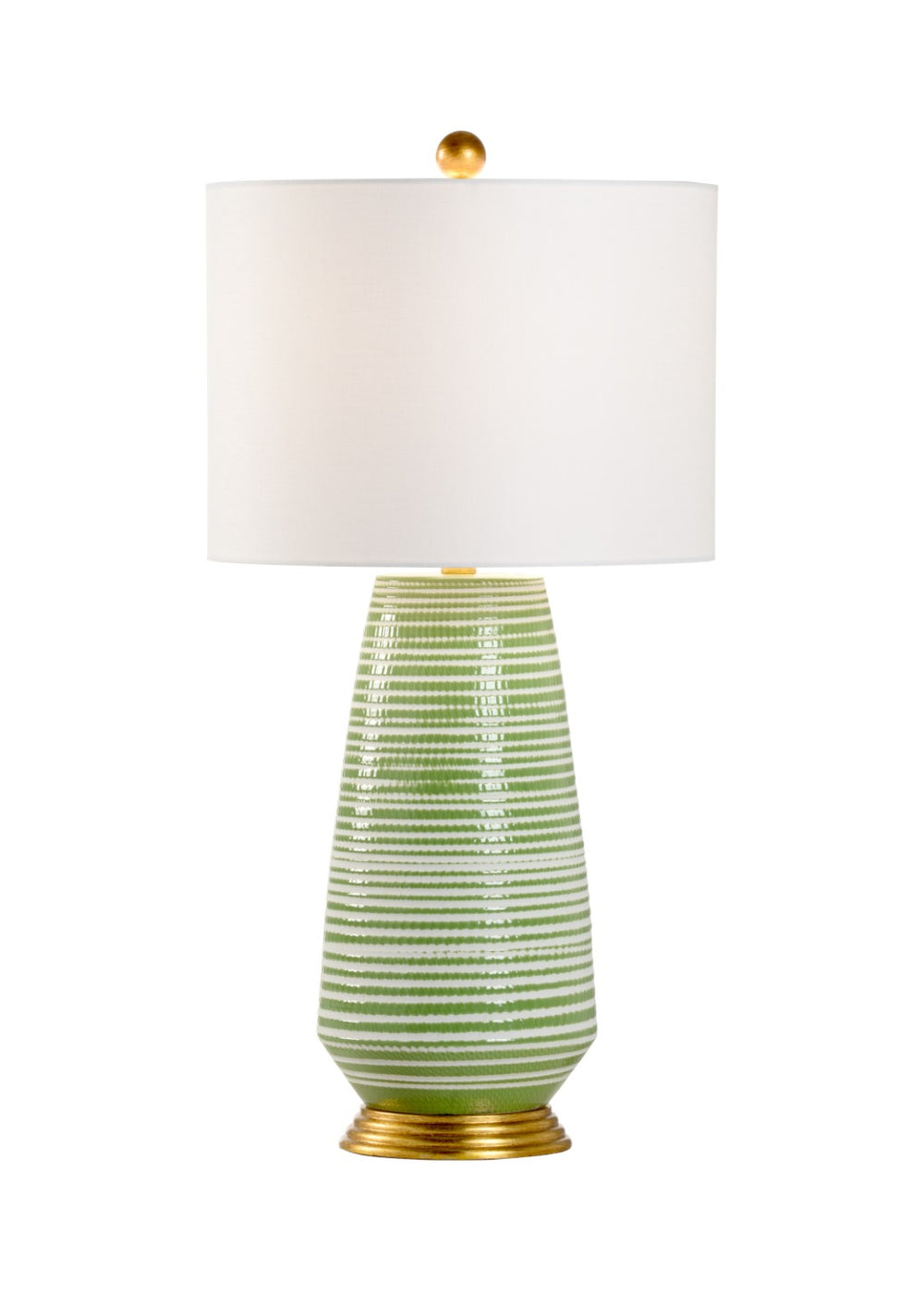 Chelsea House Hive Hand-Painted Green & White Table Lamp With Antique Gold Leaf Base, Slim 30" Artisanal Accent 69716
