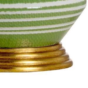 Chelsea House Hive Hand-Painted Green & White Table Lamp With Antique Gold Leaf Base, Slim 30" Artisanal Accent 69716