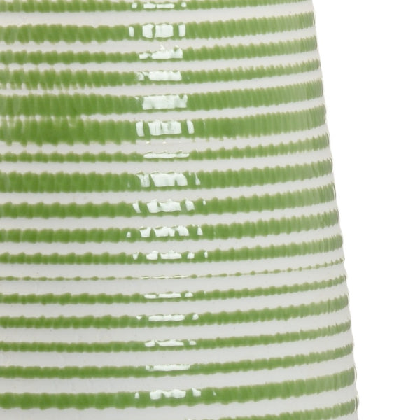 Chelsea House Hive Hand-Painted Green & White Table Lamp With Antique Gold Leaf Base, Slim 30" Artisanal Accent 69716