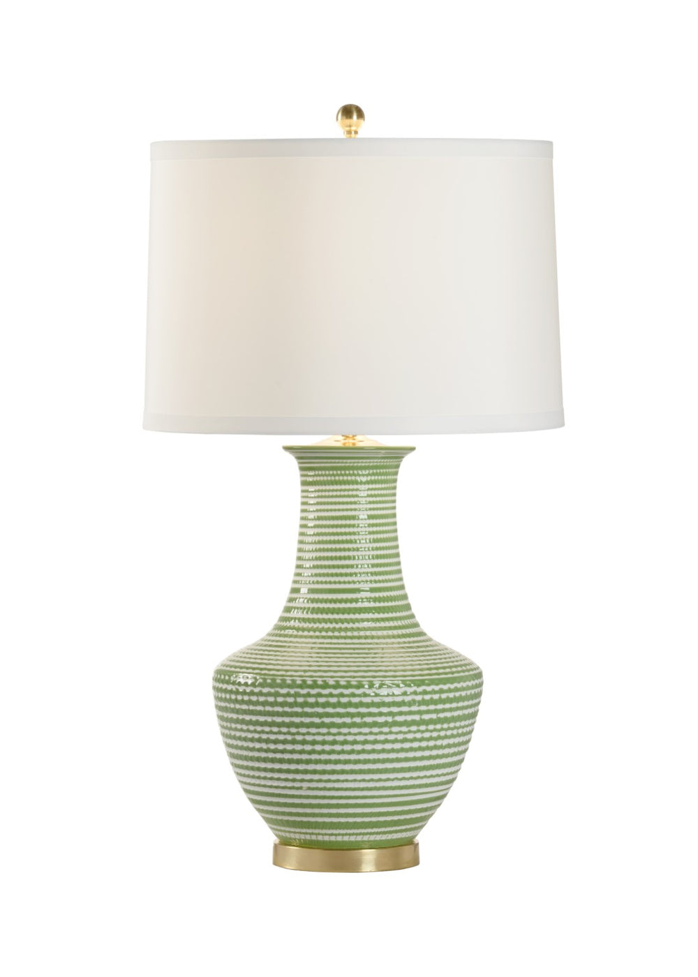 Chelsea House Classic Green-And-White Table Lamp With Polished Brass Mounting — 32" Ceramic Ambient Light Accent 69717