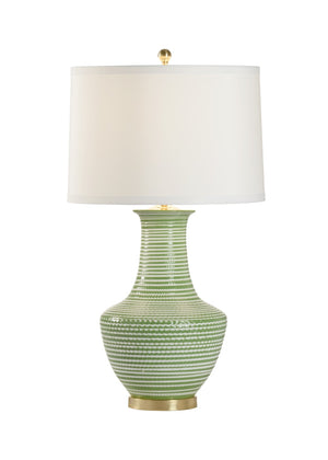 Chelsea House Classic Green-And-White Table Lamp With Polished Brass Mounting — 32" Ceramic Ambient Light Accent 69717